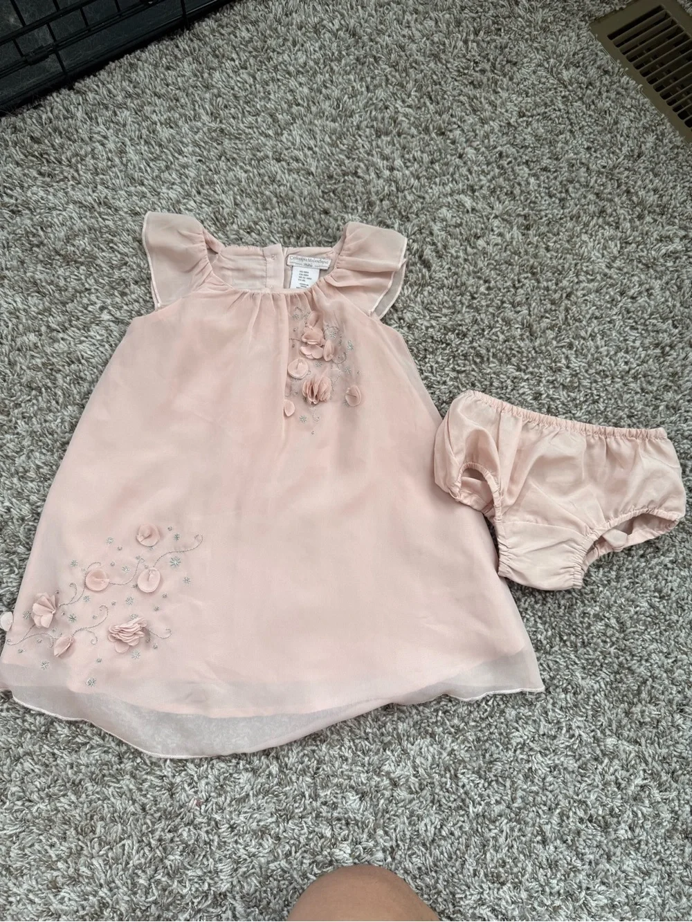 Catherine Malandrino Blush Pink Floral Appliqué Dress with Bloomers